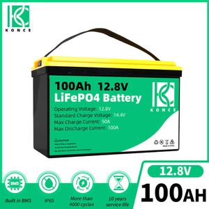 12V 100AH ​​LIFEPO4 Battery Pack Pack Recarregável Fosfato de Lítio Fosfato Deep Ciclo Profundo BMS embutido para Vans House Sistema solar de barcos RV