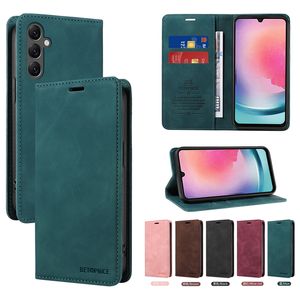 Portfel z pędzlem antykradzieżowym dla Samsung A25 Huawei Honor Paly 50 Plus 90 Mate 60 Nova 11 Se Pro Xiaomi 14 13 Redmi 13C 4G Skórzane Suck Magnet Zamknięcie Pokrywa Przewrotka