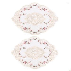 Mats & Pads Table Mats 2Pcs Vintage Placemats Cloghet Lace Exquisite Flower Embroidered Doilies Vase Mat 12.2 X 16.9 Inch Drop Deliver Dh2Vt