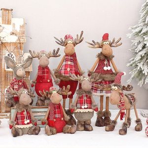 Christmas Decorations Christmas Party Decorations Retractable Elk Dolls Big Size Reindeer Plush Toys Navidad Home Ornaments Figurines Xmas Tree Decor 231117