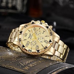 Armbanduhren Luxus Goldene Herrenuhr 2023 Mode Casual Edelstahl Quarz Armbanduhr Analog Male Business Clock Relogio Masculino