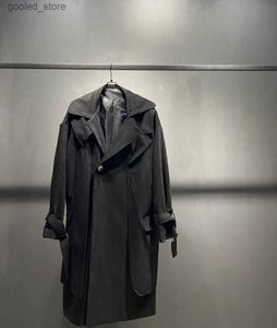 Trench da uomo Owen Seak Uomo Parker Giacche Stile gotico Abbigliamento da uomo Trench Autunno Inverno Spolverino Giacca a vento Nero Taglia XL Q231118