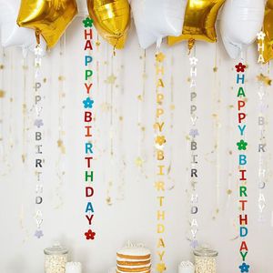 Party Decoration Happy Birthday Vertical Garlands Banners For Boy Girl Kids Adult Baby Shower 1st Bunting Supplies 1.8m