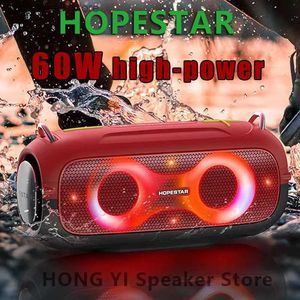 Cell Phone Speakers HOPESTAR-A41Party 60w Stereo Portable Wireless Bluetooth speaker Card Creative lighting six level waterproof iron mesh subwoofer Q231117