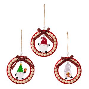 Christmas Decorations Creative Diy Santa Claus Wooden Christmas Wreath Pendant Bow Wood Ring Hanging Plate Tree Decoration Supplies Dr Dhmep