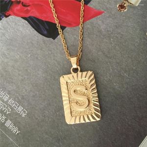 Pendant Necklaces Trendy Gold Color Plating S Letter Engraved Square Necklace For Women Girl Super Gorgeous Unique Jewelry Accessory