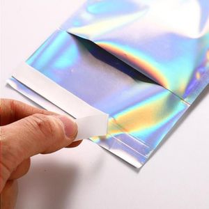 Aluminum Foil Self Adhesive Retail Bag Foil Pouch Bag for clothes Grocery Packaging express bags with Holographic Color fgn Uedle