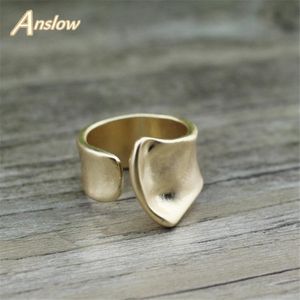 Bröllopsringar Anslow Fashion Jewelry Vintage Brand grossistöppning Justerbar storlek Friends Man Met Metal Gold Finger Ring Low0069ar