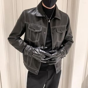 Męskie futra High Street Mens Męska kurtka Stylowe kieszenie motocyklowe Płaszcz Płaszcz Plus Korean Designer Casaco Motard Homem