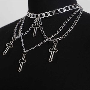 Hänge halsband wgoud mode gotiska tvärhänge choker halsbandskedjor för kvinnor flicka hip hop gypsy club accessoarer smycken z0417