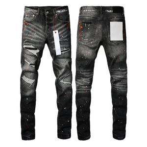 Mens Purple Jeans Designer staplade långa byxor Ksubi rippade high street märke patch hål denim rak mode streetwear silmj6iq