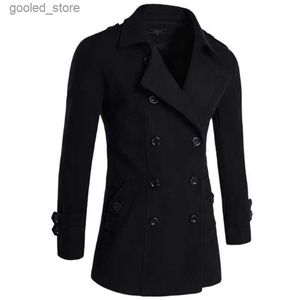 Herrgravrockar män brittisk stil dubbel breasted trench top coat mens long trench maskulino manlig kläder klassisk drop frakt överrock q231118