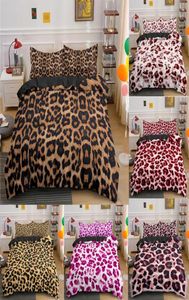 Conjunto de cama com estampa de leopardo capa de edredão para crianças adolescentes adulto colcha edredom com fronha 2202227061778