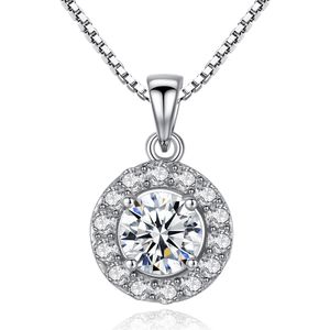 Classic Pendant Necklace Women Luxury Brand 3A Zircon s925 Silver Box Chain Necklace Female Star Same Style Sexy Collar Chain Wedding Party Jewelry