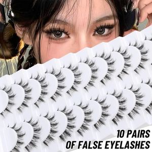 Falska ögonfransar koreanska faux mink fransar fluffiga lockiga naturliga look cosplay clear band falska manga