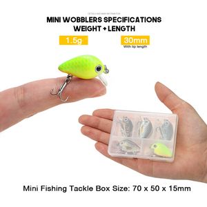 Mini-Kurbelköder, 5 Stück, schwimmende Wobbler zum Angeln, Wobbler-Set, Kunstköder, 1,5 g, künstliche Fische, Hartköder, Minnow-Angeln