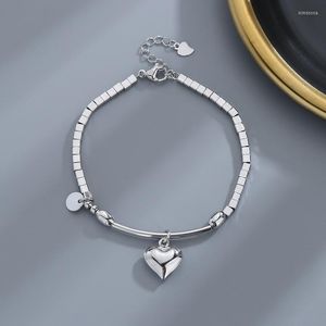 Charm armband en tjej'baby fyrkantig pärlor för kvinnor tofs hjärtformad armband 2023 koreanska mode silver färg smycken