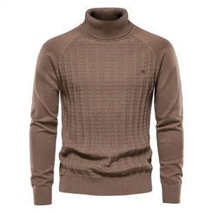 Herren Pullover AIOPESON Einfarbig Gestrickte Rollkragen Männlichen Pullover Baumwolle Hohe Qualität Warme Männer Pullover Winter Casual für 231116