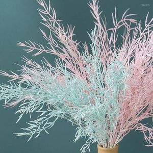 Fiori decorativi 1Pcs Bouquet artificiale Plastica Foglia di bambù Erba Nebbia densa Nebbia rosa Fiore finto Decorazione di nozze da sposa