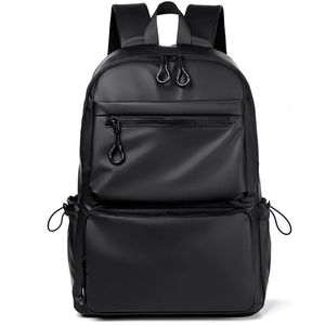 School Bags A 14 Inch Mens Backpack Large Capacity Travel Leisure Solid Color Pu Computer Fashion Men And Women Students Schoolbag 231117