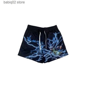 Men's Shorts Anime Mens Gym Fitness Shorts Bodybuilding Jogging Workout Male Short Pants Sport Run Breathable Quick Drying Mesh Sweatpants T230414