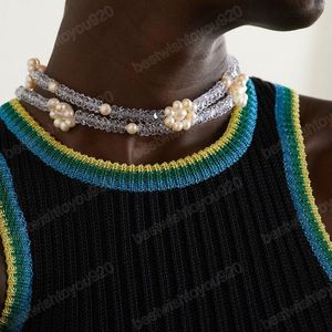 2pcs/Set Flower Pearl Choker Ожерелья для женщин -хрустальных ожерелий из бисеров ручной работы.