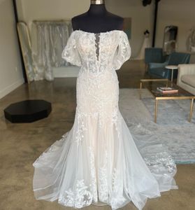 2023 Nov Arabisch Aso Ebi Plus Size Spitze Meerjungfrau Hochzeitskleid Schatz Elfenbein Vintage Sexy Brautkleider Kleider ZJ2203
