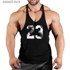 Męskie topy zbiornikowe stringer gym top mężczyzn męskie singlets top do kamizelki fitness kamizelki siłowni koszula man rękawe bluza T-shirts szelki ubranie t230417