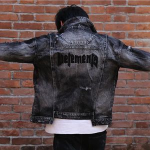 Mens Jackets Jacket Korean Style Streetwear Japanese Clothing Casual Black Demin Jeans Long Sleeve Ripped Holes Designer Outerwear Coat 231116