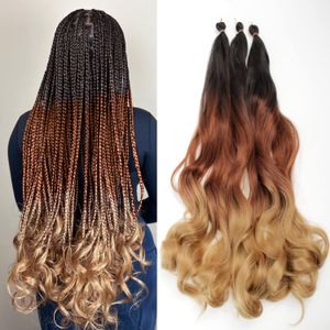 Capelli intrecciati arricciati sciolti pre allungati 22 pollici Treccia facile Capelli all'uncinetto Ombre Riccioli francesi Capelli all'uncinetto Trecce Kanekalon Corchet