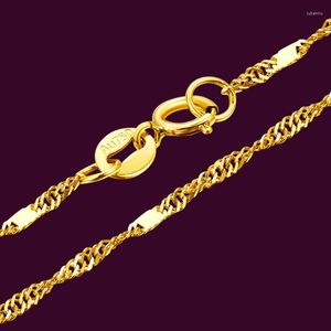 Цепи Аутентичные 18 -каратные желтые золотые ожерелье 1,1 мм Сингапурской цепи