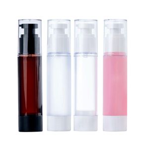 Üst düzey boş havasız pompa ve sprey şişeleri doldurulabilir losyon krem ​​plastik kozmetik şişe dağıtıcı seyahat kapları 15ml 30ml