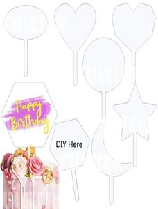 Outros suprimentos de festa festiva 7style 10 Pack Clear Acrílico Bolo Toppers Em Branco DIY Aniversário Topper para Aniversário de Casamento Decorat2980687