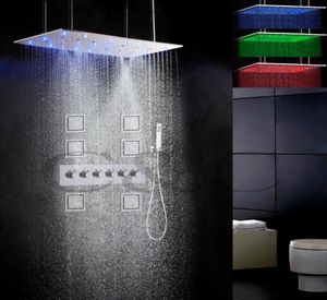 5 개의 물 기능이 함께 작동하거나 80x40 cm 비 늑골 샤워 샤워 헤드 욕실 LED 샤워 수도꼭지 세트 00880x404542221