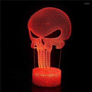 Nachtlichter 3D Schädel Tischlampe Illusion Led für Schlafzimmer Dekoration Halloween Geburtstagsgeschenke Coole Überraschung Junge Männer