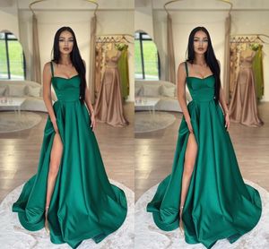 Elegant Turquoise A Line Evening Dresses Spaghetti Straps Sweep Train Formal Occasions Pageant Birthday Party Prom Celebrity Gowns Second Reception Dress
