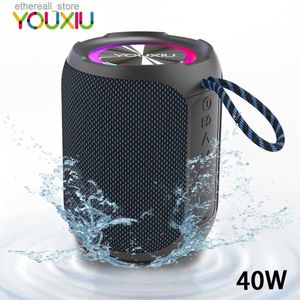 Cell Phone Speakers YOUXIU 40W Portable Bluetooth Speaker Subwoofer 360 Degree Stereo Surround Sound Box Waterproof IPX7 Support TF TWS USB Speakers Q231117