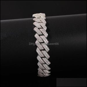 Corrente hip hop adicionar zircônia cúbica bling iced out ouro sier aberto bloqueio sem costura cubana miami link pulseira para homens rapper jewlery 364 2519