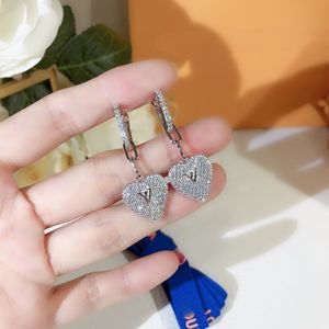 New Fashion Luxury Women's Zircon Earrings S925 Heart shape Material Design Dinner Party Gift Correct Logo with Box