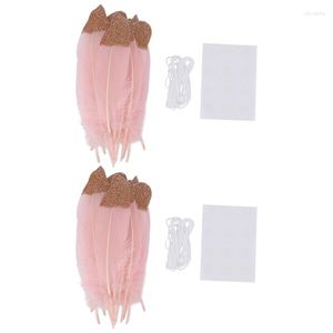 Party Decoration 24x Feather Garland Rose Gold Glitter doppade mjukt banner för sovrummet Bohemiska teepee -dekorationer Boho -tema