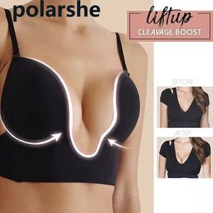 Bras Mujeres Sexy Plunge Bra Deep U Mujeres Lencería Sin costuras Ropa interior sin espalda Boda Invisible Sexy Push Up Intimates Mujer Verano P230417