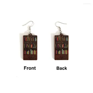 Dangle Earrings Vintage Bookcase For Women Fashion Cool Earring Harajuku Retro Wooden Drop Student Teacher Gifts Jewellery