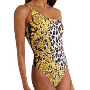 Costume da bagno donna moda Costume da bagno ragazza sexy Costumi da bagno spiaggia estiva Foglie di leopardo Stampa motivo a strisce Bikini donna One 234O