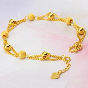 Bangle Trendy Figaro Chain Mulheres Pulseira Simples Punk Gold Chain Pulseira para Mulheres Jóias Presente 14k Gold Jewelry Real Gold 231116