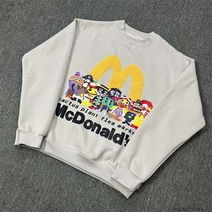 Tasarımcı Hoodie Erkek Sweatshirts Fashion Street Giyim CPFM X McDonald's Co ED Aile Fotoğraf Köpük Karikatür Baskı Gevşek Takas Erkek Kadınlar Peluş Yuvarlak Boyun Sweater