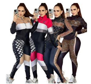 Designer-Frauen-G-Buchstaben-Druck-Trainingsanzüge Sexy Patchwork-Sportbekleidung Mode-Reißverschluss-Jacken-Hosen-dünnes zweiteiliges Set F69GG #