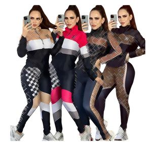 Designer Women's G letter print Tracksuits sexy patchwork sports Sportswear fashion Zipper Jacket Pants Slim Two Piece Set F69GG#