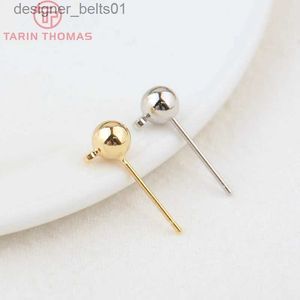 Stud (2184) 3mm 4mm 5mm 24K Gold Color Brass Round Ball Stud Earrings Earring Clip Högkvalitativ DIY -smycken gör resultatl231117