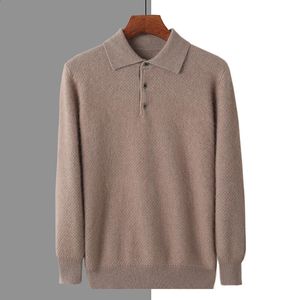 Męskie swetry mvlyflrt jesienne odzież 100% norek kaszmirowy sweter sweter Jean Polo kołnierz pullover solid BR099 231116