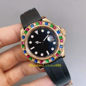 Män i högsta kvalitet armbandsur 40mm 116695 126679 Gummiband Rostfri svart urtavla 3235 ETA -rörelse mekanisk automatisk kvinnor Rainbow Diamond Watchures